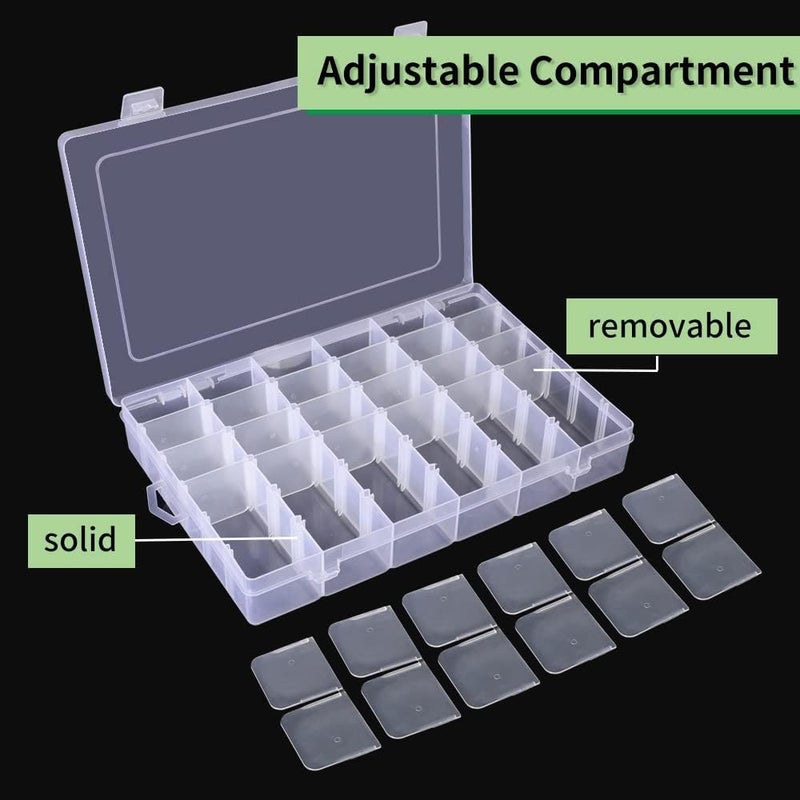 Opret 2 Pack 36 Grids Plastic Storage Box Clear Organizing Containers Craft Organizers and Storage with Adjustable Dividers for Washi Tapes Thread Craft Jewelry Fishing Tackles, Size 10.8×6.8×1.7in - Image 3