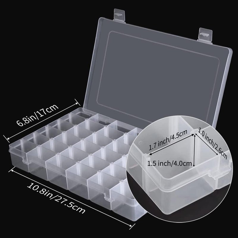Opret 2 Pack 36 Grids Plastic Storage Box Clear Organizing Containers Craft Organizers and Storage with Adjustable Dividers for Washi Tapes Thread Craft Jewelry Fishing Tackles, Size 10.8×6.8×1.7in - Image 2