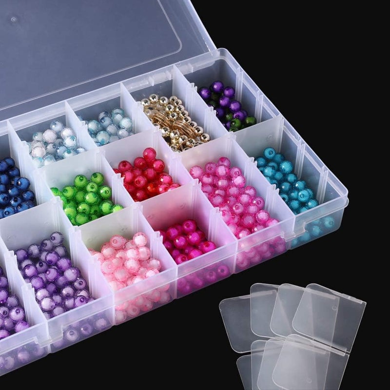 Opret 2 Pack 36 Grids Plastic Storage Box Clear Organizing Containers Craft Organizers and Storage with Adjustable Dividers for Washi Tapes Thread Craft Jewelry Fishing Tackles, Size 10.8×6.8×1.7in - Image 4