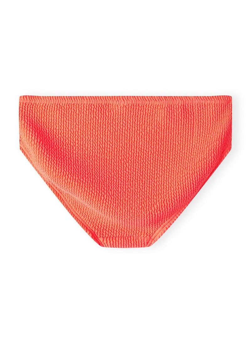 MINOTI Girls' Textured Bikini with Ruffle Sleeves and Front Knot – Neon Coral  - Image 5