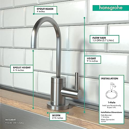 hansgrohe Talis S Stainless Steel Beverage Kitchen Faucet, Kitchen Water Filter Faucet, Faucet for Kitchen Sink, Stainless Steel Optic 04301800 - Image 5