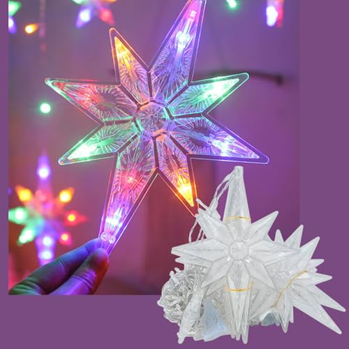 KHIZAR 6+6 Polar Star Curtain LED Lights Warm White with 8 Modes – Star Fairy Curtain Lights for Ramadan, Eid, Muslim Festival, Women’s Day, Bedroom, Restaurant, Hotel, Window & Festival Decoration - Image 5