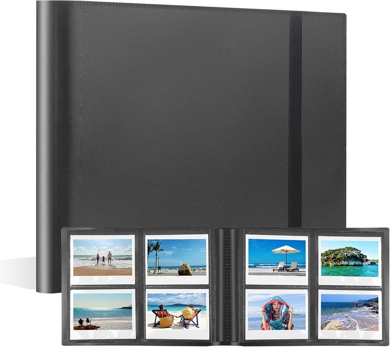 فيسيفول ألبوم صور بسعة 160 جيبًا لكاميرا Fujifilm Instax Wide 300، وألبوم صور Polaroid 600، وألبومات لكاميرات Polaroid Now+ Now OneStep2 OneStep+ 600 للصور الفورية، وكاميرا POP Lab للطباعة الفورية (أسود) - Image 1