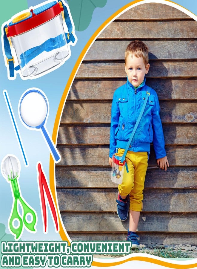PullCrease 36 Pcs Bug Catcher Kit Insect Catching Outdoor Explorer Kit with Insect Transfer, Tweezers, Magnifying Glasses, Sticks, Observation Cages, Shoulder Straps for Kids Gift(Blue) - Image 4