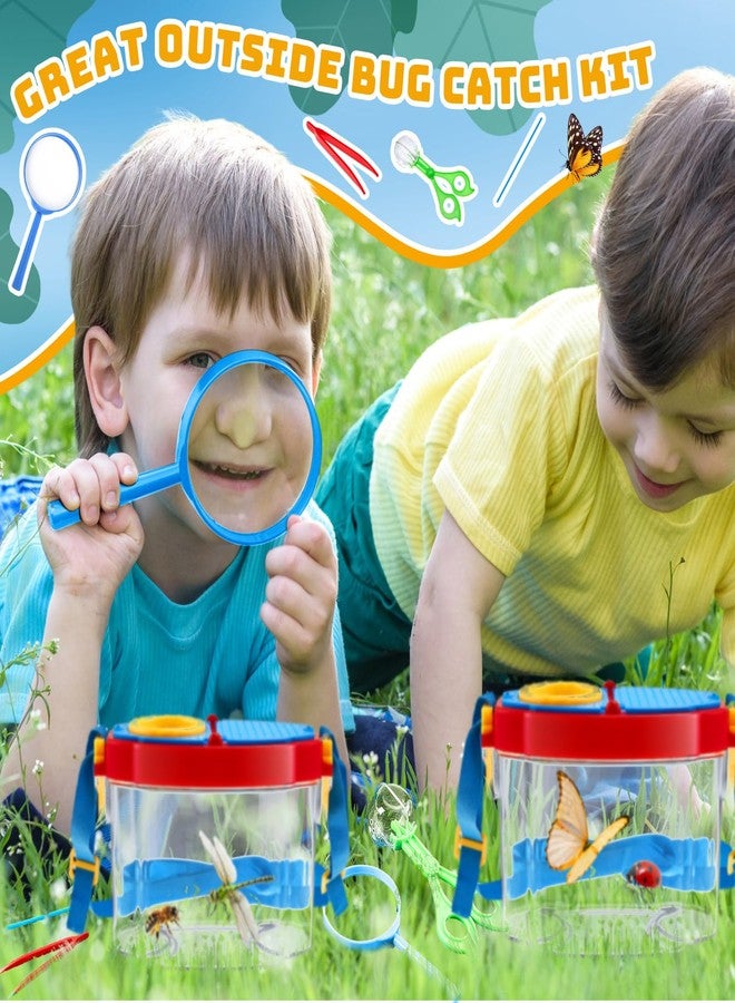 PullCrease 36 Pcs Bug Catcher Kit Insect Catching Outdoor Explorer Kit with Insect Transfer, Tweezers, Magnifying Glasses, Sticks, Observation Cages, Shoulder Straps for Kids Gift(Blue) - Image 5