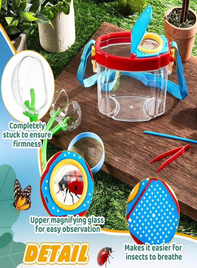 PullCrease 36 Pcs Bug Catcher Kit Insect Catching Outdoor Explorer Kit with Insect Transfer, Tweezers, Magnifying Glasses, Sticks, Observation Cages, Shoulder Straps for Kids Gift(Blue) - Image 3