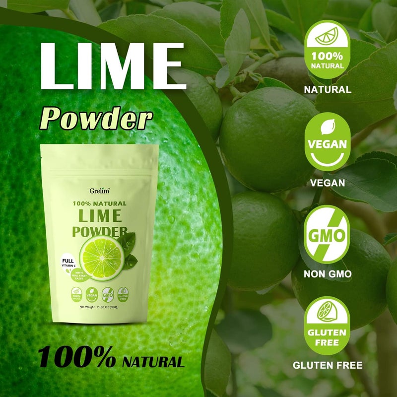 Grelim 100% Natural Lime Powder - Freeze Dried Lime Juice Powder, 11.30 Oz (320g), Gluten-Free and Filler Free - Image 4
