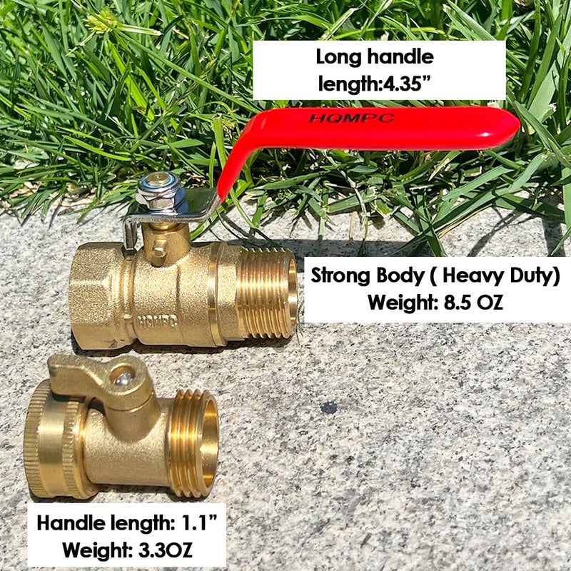 HQMPC Garden Hose Shut Off Valve Ball Valve 3/4" GHT Water Hose Shut Turn Off Valve Heavy Duty Hose On Off Valve Brass Shut Off Valve Hose Ball Valve 1Pc Long Handle - Image 4