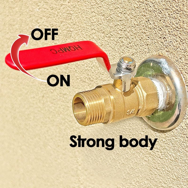 HQMPC Garden Hose Shut Off Valve Ball Valve 3/4" GHT Water Hose Shut Turn Off Valve Heavy Duty Hose On Off Valve Brass Shut Off Valve Hose Ball Valve 1Pc Long Handle - Image 2