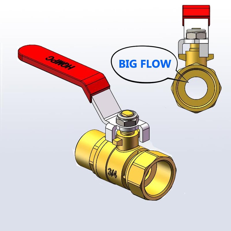 HQMPC Garden Hose Shut Off Valve Ball Valve 3/4" GHT Water Hose Shut Turn Off Valve Heavy Duty Hose On Off Valve Brass Shut Off Valve Hose Ball Valve 1Pc Long Handle - Image 3