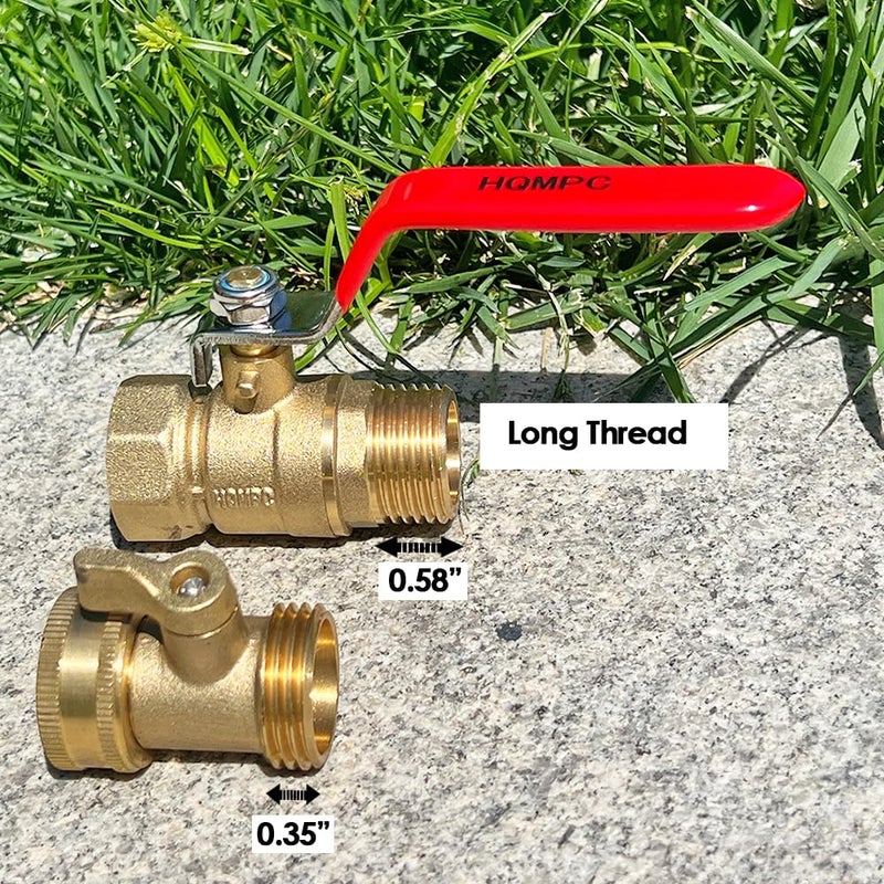 HQMPC Garden Hose Shut Off Valve Ball Valve 3/4" GHT Water Hose Shut Turn Off Valve Heavy Duty Hose On Off Valve Brass Shut Off Valve Hose Ball Valve 1Pc Long Handle - Image 5