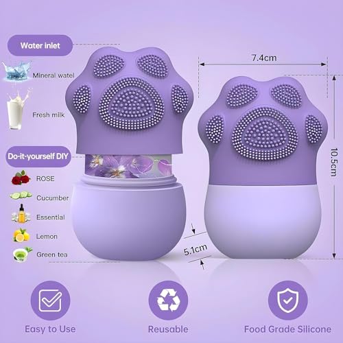 SkinSide Ice Roller for Face with Scrubber | Ice Roller for Face | Ice Cube Roller for Glowing Skin & Puffy Eyes for Men & Women | Reusable & Unbreakable (Purple) - Image 3