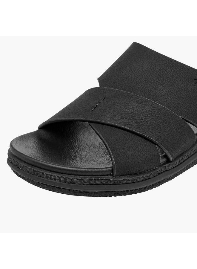 لو كونفورت صنادل رجالي بنقوش جلد بحزام متقاطع سهل الارتداء - Image 5