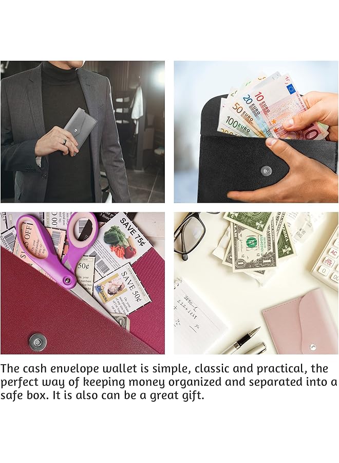 erorex 4 Packs Cash Envelope Wallet Money Bag Pouch Budget Binder Pu Leather Money Bag Budget Envelope Money Organizer Purse 7.5X4.5 Inches  - Image 5
