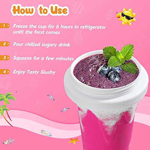 RELPOM Slushie Maker Cup, Magic Quick Frozen Smoothies Cups, Cooling Cup, Slushy Cups, Ice Cream Make, Cool Stuff Things Gadgets Funny Gifts for Kids (Pink) - Image 2