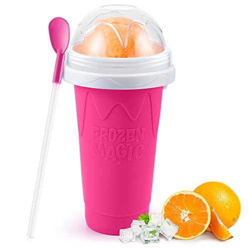 RELPOM Slushie Maker Cup, Magic Quick Frozen Smoothies Cups, Cooling Cup, Slushy Cups, Ice Cream Make, Cool Stuff Things Gadgets Funny Gifts for Kids (Pink) - Image 1