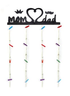 VAH- Kya Bat Hai !! VAH Mom and Dad wooden Hanging Photo Display Picture Frame Collage Picture Display Organizer with Wood Clips for Wall Decor Hanging Photos 