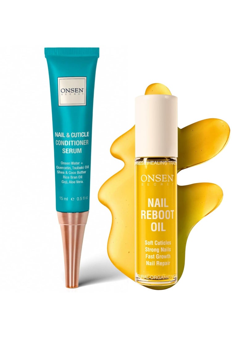 Onsen Secret - Onsen Secret Nail Reboot Duo  Treatment for Damaged Nails  Natural Nail Care  Cuticle Repair  Visible Results For Perfect Nails Cuticle Conditioner Cream 15ml  Nail Reboot Oil 10ml - Image 1