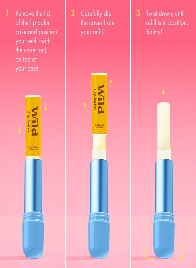 Wild Refillable Lip Balm - 3 Pack of Lip Balm Refills in a Variety of Scents - Includes Passionfruit Swirl, Coconut & Vanilla and Manuka Honey Scents - Beeswax Free - Image 5