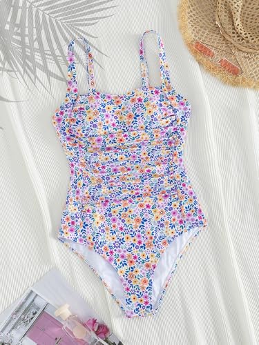 YIMISAN Women's One Piece Swimsuit Square Neck Sporty Ruched Slimming Monokini High Cut Tummy Control Bathing Suit - Image 4