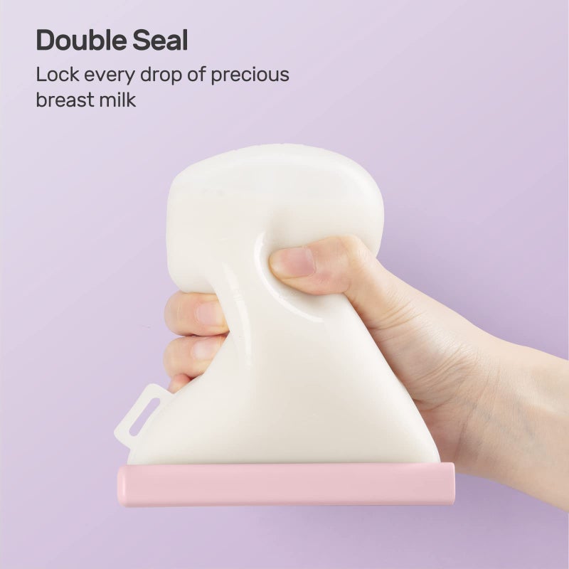 Nuliie 7 Pcs Reusable Silicone Breastmilk Storage Bags, 12oz/360ml Double Leak-Proof, BPA Free Self-Standing Milk Bags for Breastfeeding, Baby Food Pouches - Image 2