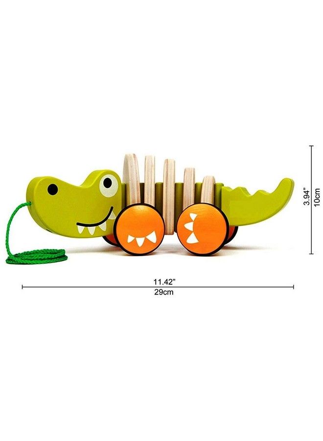 FunBlast Walkalong Crocodile With Whistle Wooden Toys For Kids Push And Pull Along Toy For Toddlers Walking Toys For Baby;Boys;Girls Multicolor - Image 5