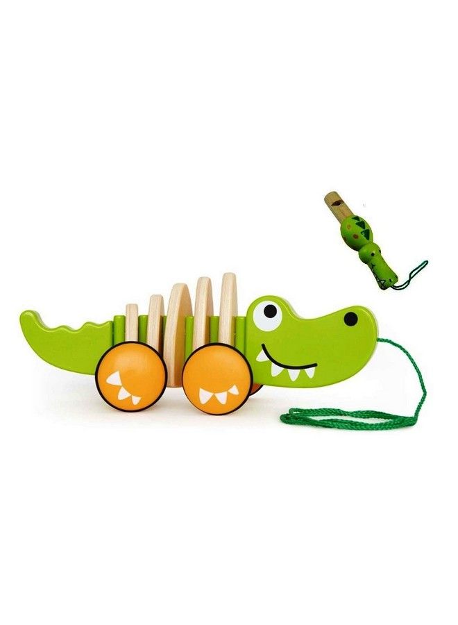 FunBlast Walkalong Crocodile With Whistle Wooden Toys For Kids Push And Pull Along Toy For Toddlers Walking Toys For Baby;Boys;Girls Multicolor - Image 4