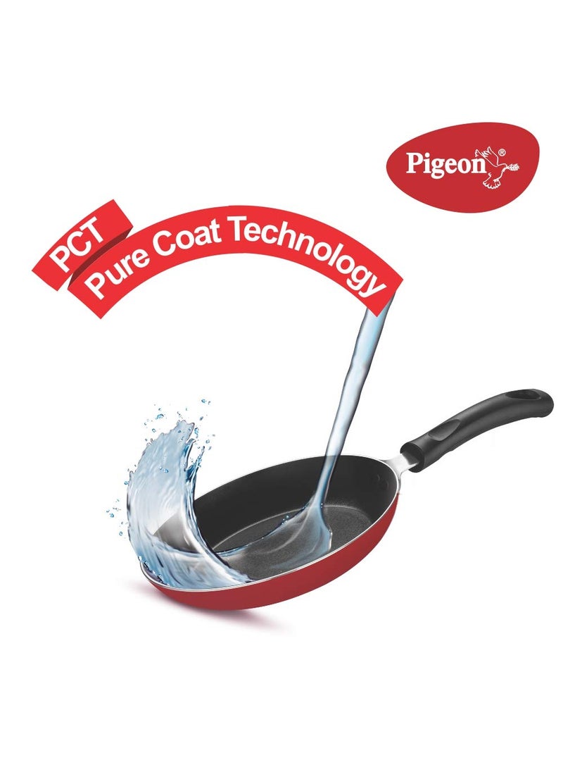 pigeon Pigeon Aluminium Nonstick Duo Pack Flat Tawa 250 and Fry Pan 200 Gift Set (Red)  - Image 5