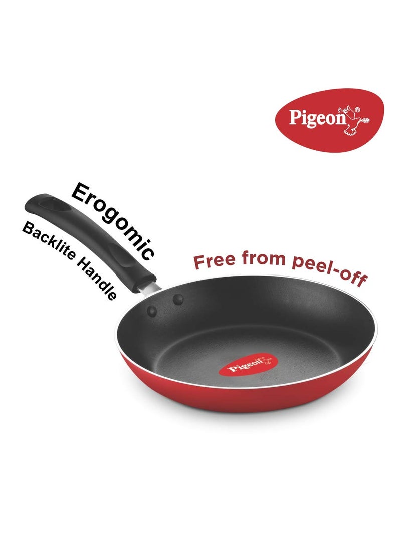 pigeon Pigeon Aluminium Nonstick Duo Pack Flat Tawa 250 and Fry Pan 200 Gift Set (Red)  - Image 4
