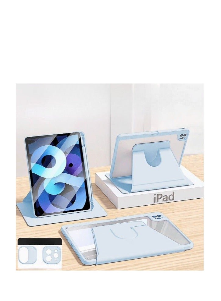 Case for iPad Pro 12.9-Inch (2022/2021/2020/2018)/ iPad air 13 inch M2 2024/iPad air 13 inch M3 2025 with Pencil Holder, 360 Degree Rotation Protective Standing Cover Clear Back, Auto Wake/Sleep - Image 1