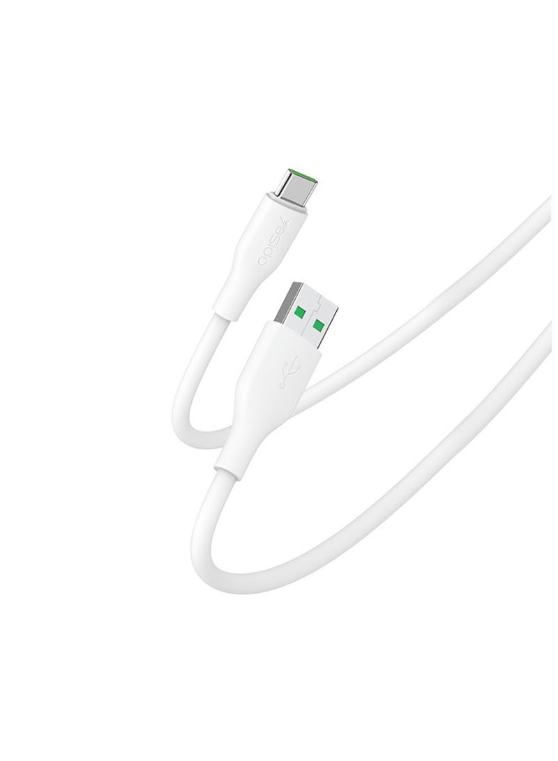 Yesido CA72 Support QC3.0 1.2M Fast 5A USB to Type-C Transmission Data Phone Charging Data Cable - White - Image 1