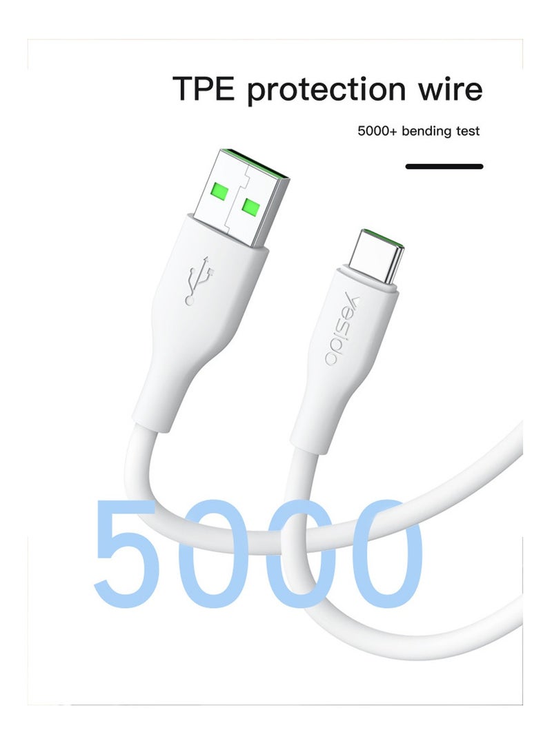 Yesido CA72 Support QC3.0 1.2M Fast 5A USB to Type-C Transmission Data Phone Charging Data Cable - White - Image 5