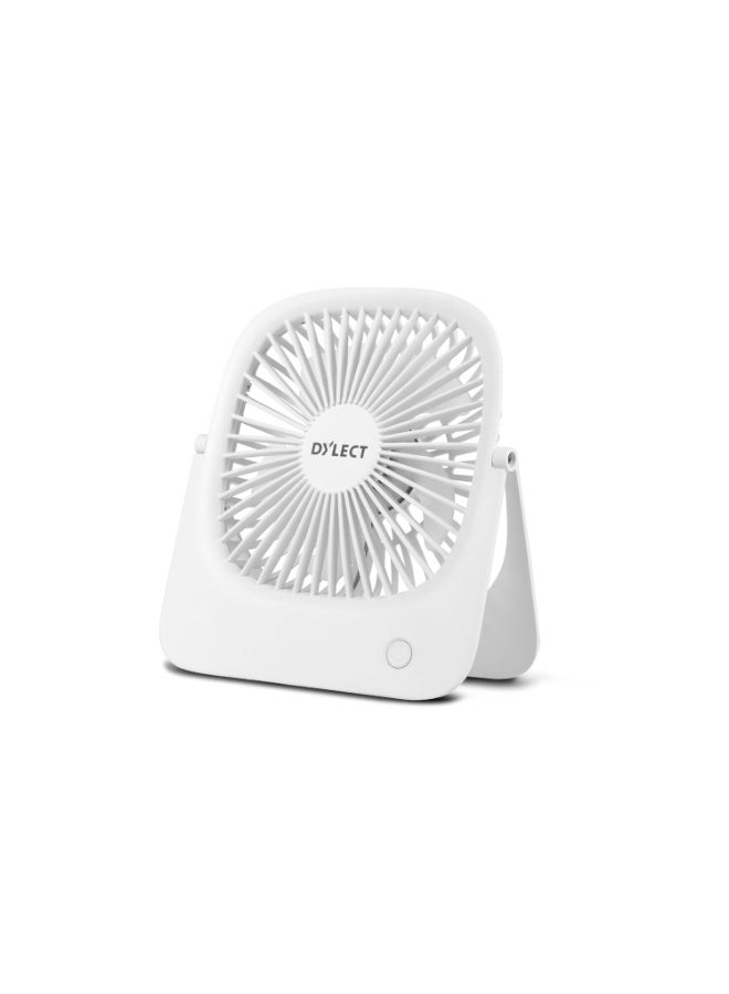 Dylect® Briza Flow Foldable Rechargeable Fan | 2000mAh Battery | Type-C | 4 Speed Modes with Natural Breeze Mode | Upto 8h Runtime | Silent BLDC Motor | Portable Fan for Home/Office/Travel | White - Image 1