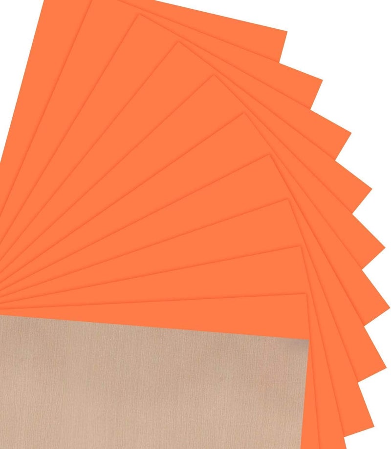 JANDJPACKAGING Neon Orange Heat Transfer Vinyl HTV for T-Shirts 12"x10" 10 Pack Iron on Vinyls (Neon Orange) - Image 1