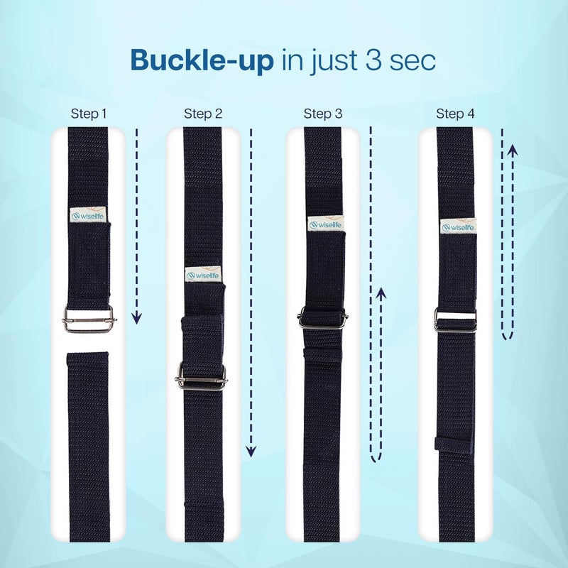 WISELIFE Yoga Stretch Belt/Strap | Best for Daily Stretching, Yoga, Pilates, Physical Therapy, Fitness | 8 Feet Premium Cotton Strech Band (Navy Blue 8ft) - Image 4