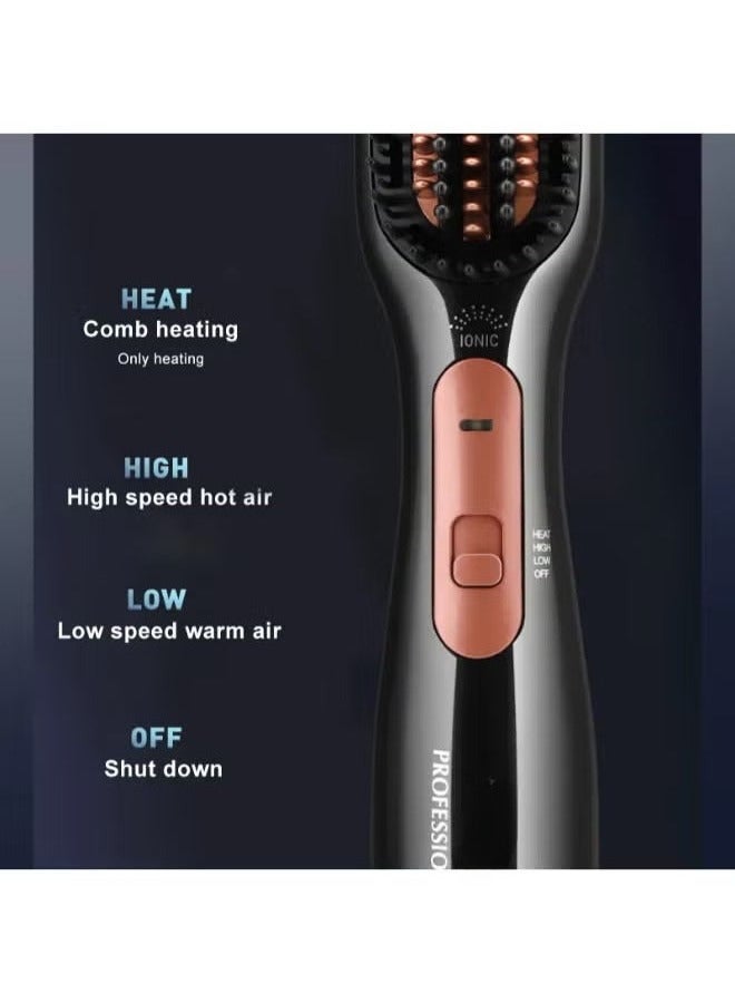JOY CARE 3-In-1 Professional Hair Styling Brush Black/Rose Gold – Hot Air Dryer, Straightener & Volumizer – Ceramic & Ionic Technology For Frizz-Free, Smooth, Shiny Hair – Lightweight Hair Tool With Adjustable Heat Settings – Perfect For Daily Use & Travel - Image 4