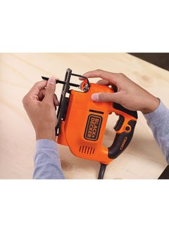 BLACK+DECKER Variable Speed Compact Jigsaw 520W Ergonomic Design Lock On Switch Dust Extraction 0° And 45° Bevel Settings Precision Cuts Lightweight Reliable Orange Ks701Ek Gb  - Image 3