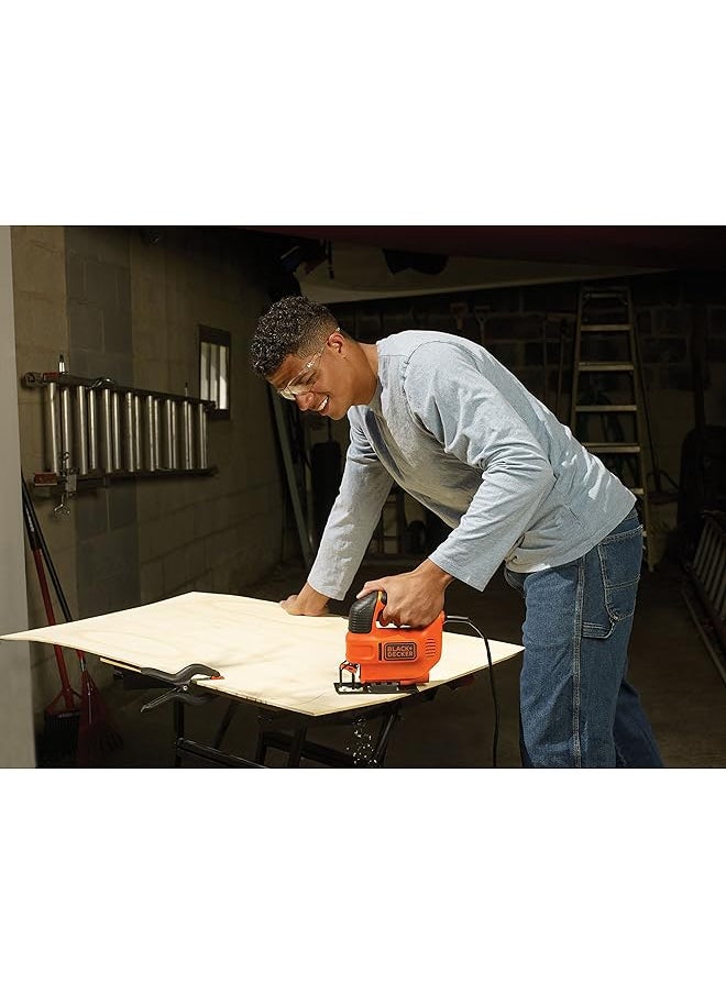 BLACK+DECKER - Variable Speed Compact Jigsaw 520W Ergonomic Design Lock On Switch Dust Extraction 0° And 45° Bevel Settings Precision Cuts Lightweight Reliable Orange Ks701Ek Gb - Image 1