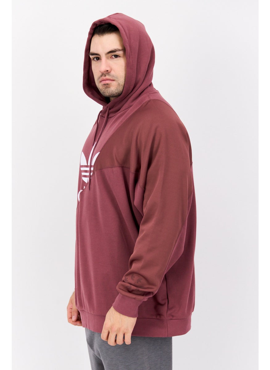 adidas Originals Men Sportwear Fit Long Sleeve Outdoor Hoodie, Light Maroon  - Image 2