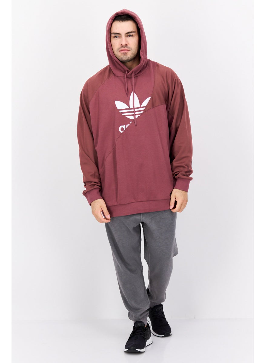 adidas Originals Men Sportwear Fit Long Sleeve Outdoor Hoodie, Light Maroon  - Image 4