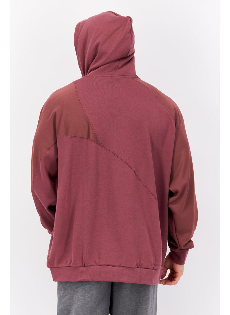adidas Originals Men Sportwear Fit Long Sleeve Outdoor Hoodie, Light Maroon  - Image 3
