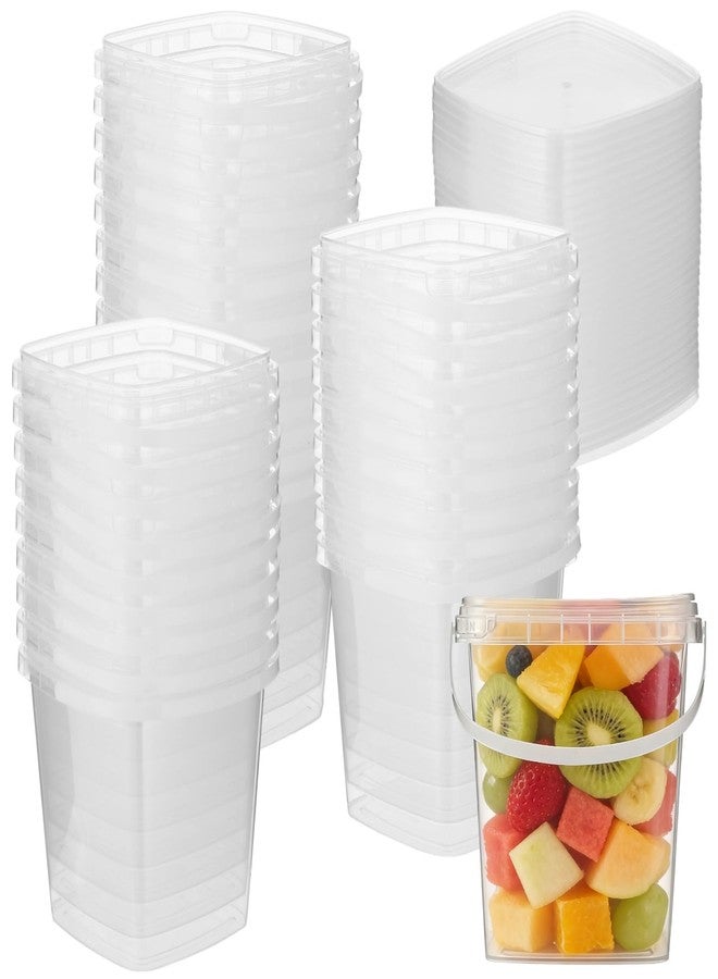 Homaisson 30 Pcs Deli Containers with Lids, 32 oz Square Plastic Food Storage Buckets with Handles, Clear Quart Containers, Leak-proof Food Prep Buckets, Freezer & Microwave Safe - Image 1