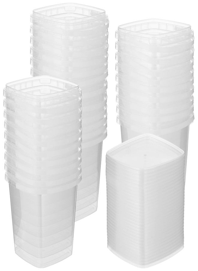 Homaisson 30 Pcs Deli Containers with Lids, 32 oz Square Plastic Food Storage Buckets with Handles, Clear Quart Containers, Leak-proof Food Prep Buckets, Freezer & Microwave Safe - Image 2
