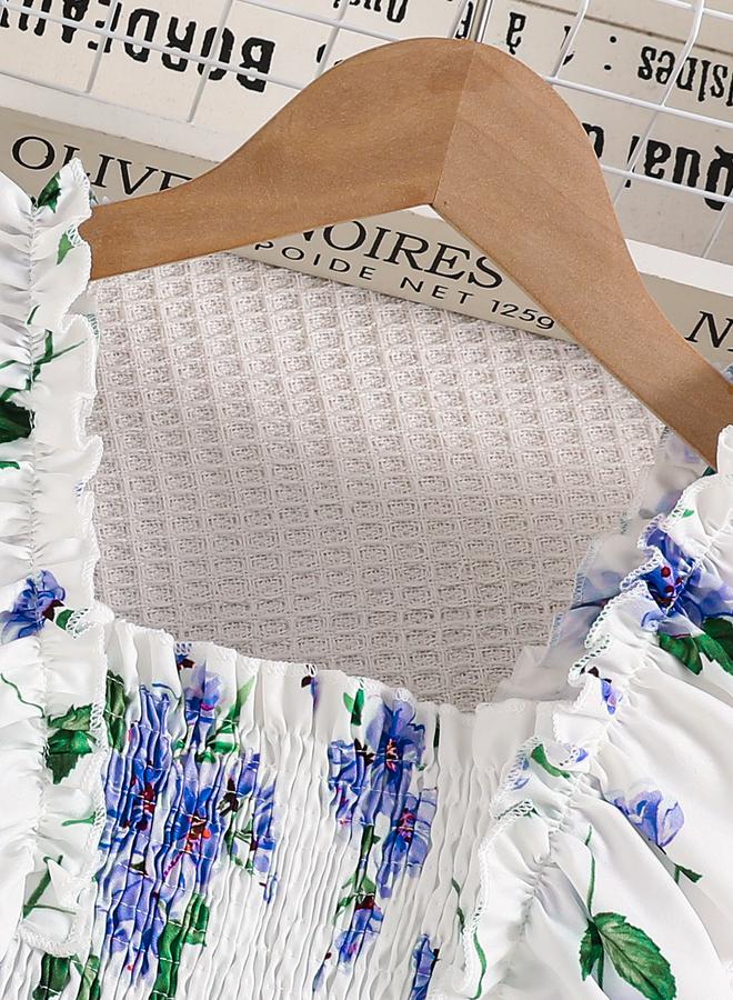 تايك تو فستان بناتي بطبعات زهور وأكمام مكشكشة - Image 3