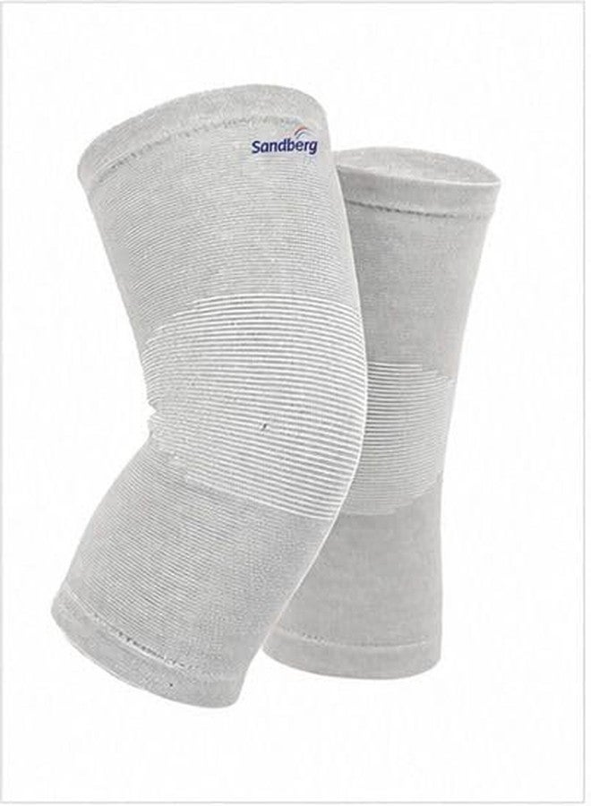 Sandberg Knee Cap for Men & Women | Bamboo Knee Compression Support Sleeve | Soft Padded Stretch Fabric Knees Support for Walking, Training, Sports & General Activities | Grey | 1 Pair | Size 2XL - Image 1