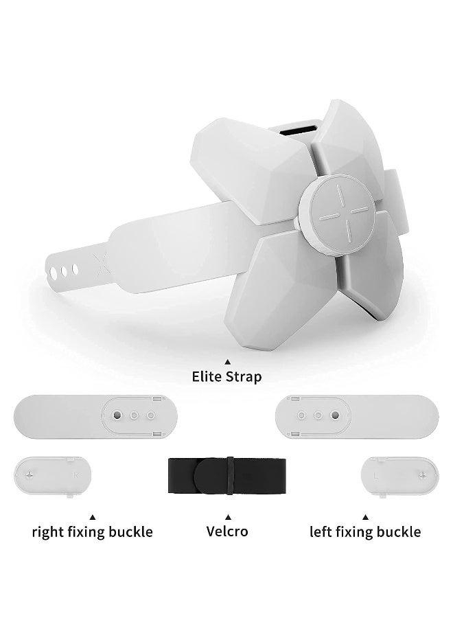 رباط رأس قابل للتعديل متوافق مع Meta Quest 2 وOculus Quest 2 مع وسادة رأس بديلة لحزام Elite مريح حزام رأس واقي يقلل الضغط باللون الأبيض - Image 4