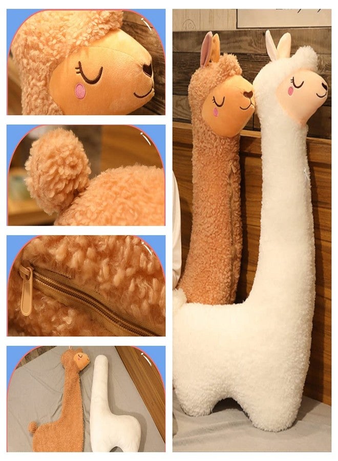OPHRBU Llama Plush Pillow,Giant Alpaca Plush Long Body Pillow,Stuffed Animal Soft Cuddly Alpaca Toy,Xmas Birthday Gift for Adults Kids. (White, 29.5") - Image 3