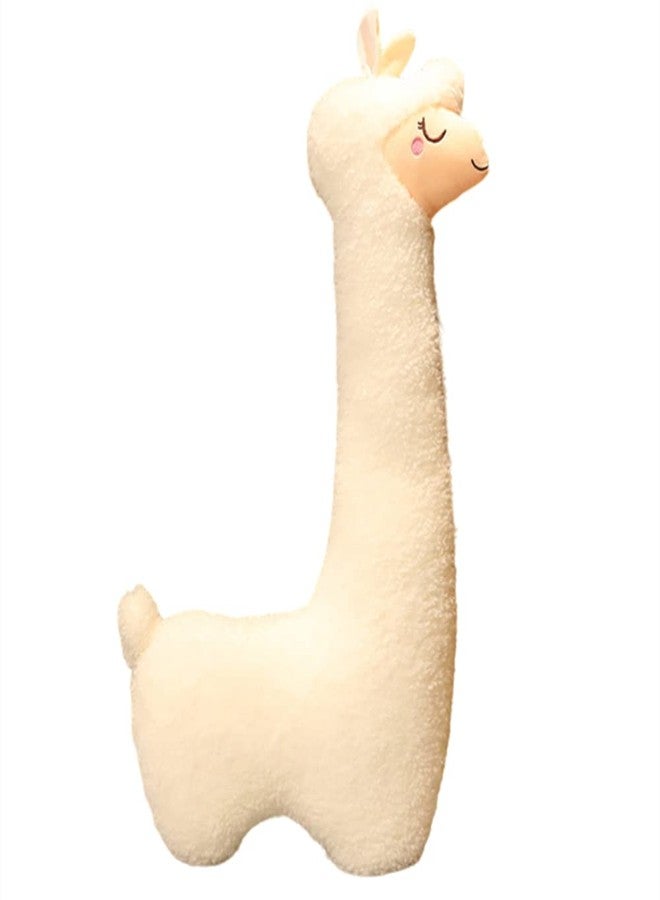 OPHRBU Llama Plush Pillow,Giant Alpaca Plush Long Body Pillow,Stuffed Animal Soft Cuddly Alpaca Toy,Xmas Birthday Gift for Adults Kids. (White, 29.5") - Image 1