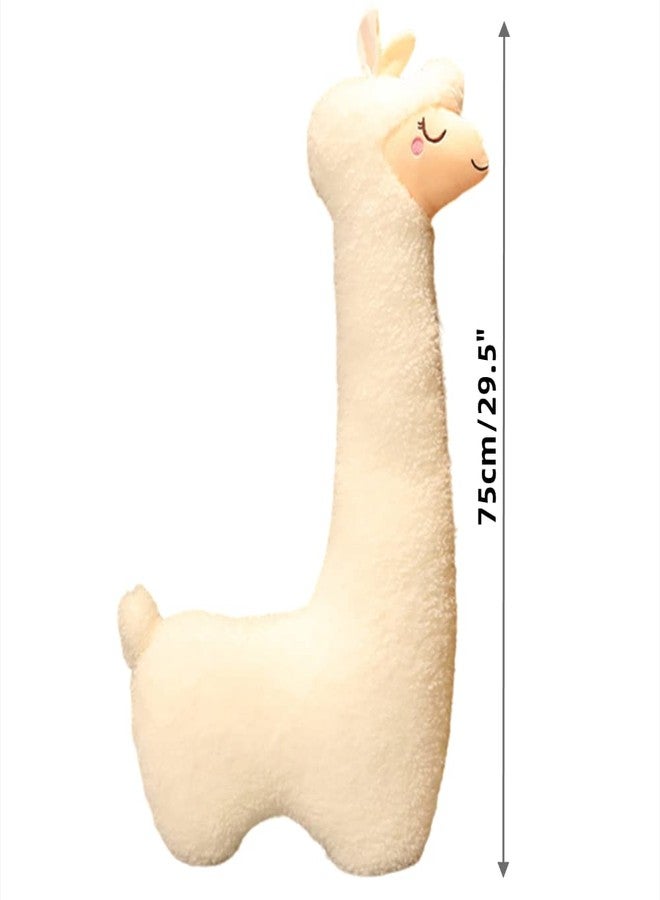 OPHRBU Llama Plush Pillow,Giant Alpaca Plush Long Body Pillow,Stuffed Animal Soft Cuddly Alpaca Toy,Xmas Birthday Gift for Adults Kids. (White, 29.5") - Image 2