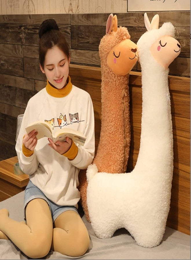 OPHRBU Llama Plush Pillow,Giant Alpaca Plush Long Body Pillow,Stuffed Animal Soft Cuddly Alpaca Toy,Xmas Birthday Gift for Adults Kids. (White, 29.5") - Image 4